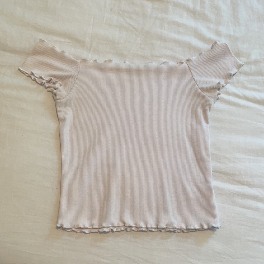 White Ruffled Off the Shoulder Crop Top